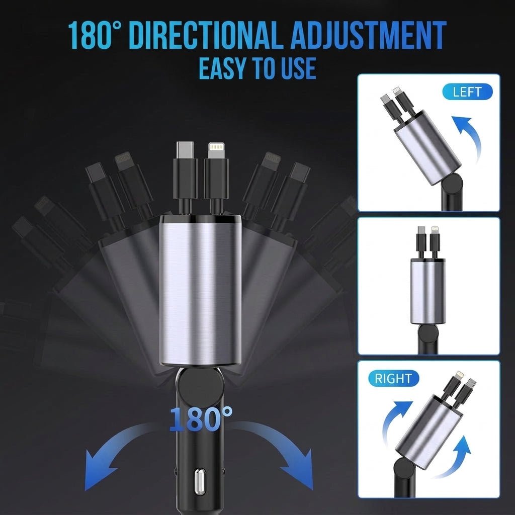 USB C Car Charger 120W with Retractable Cables – Fast Charging for Multiple Devices in Car - We are MFEO