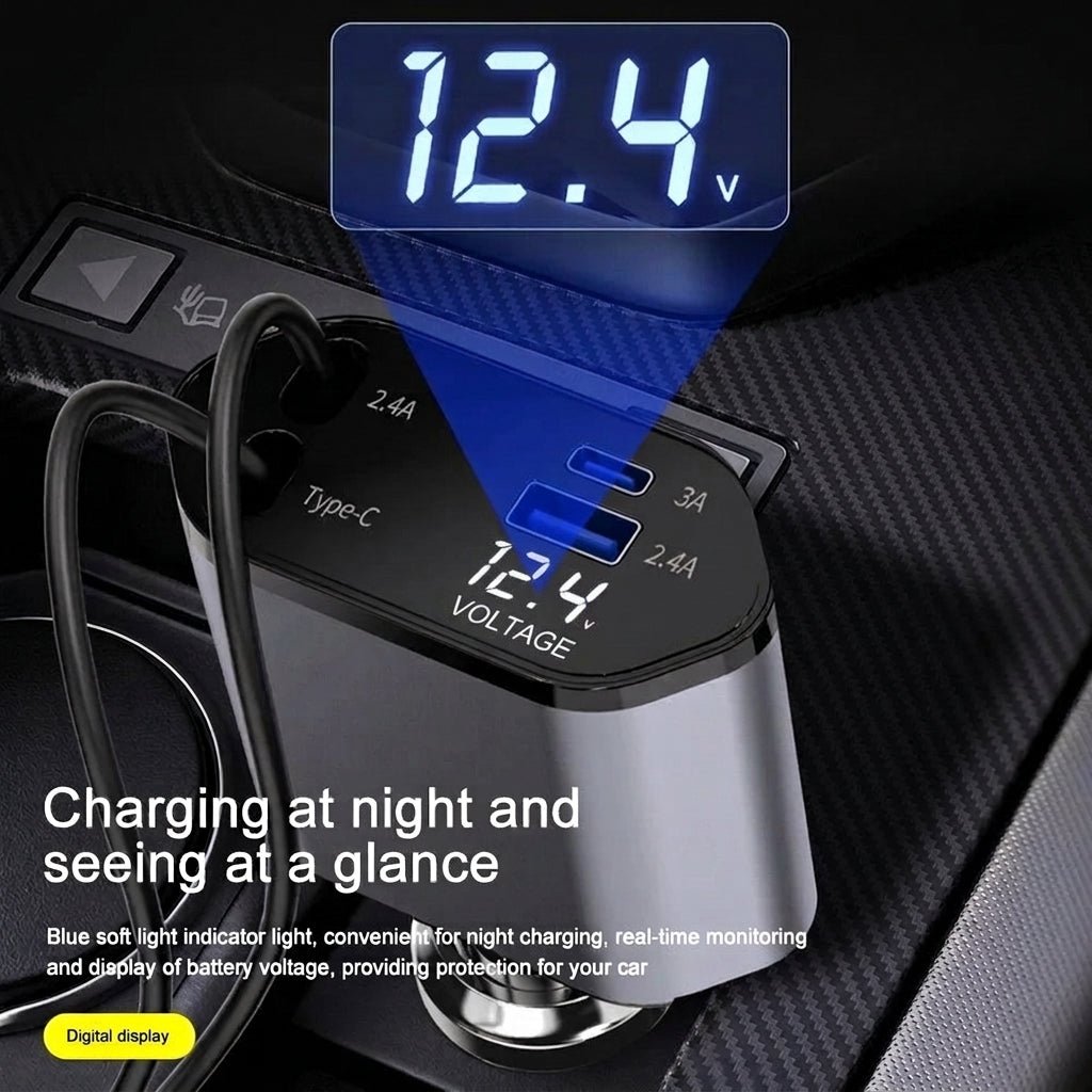 USB C Car Charger 120W with Retractable Cables – Fast Charging for Multiple Devices in Car - We are MFEO