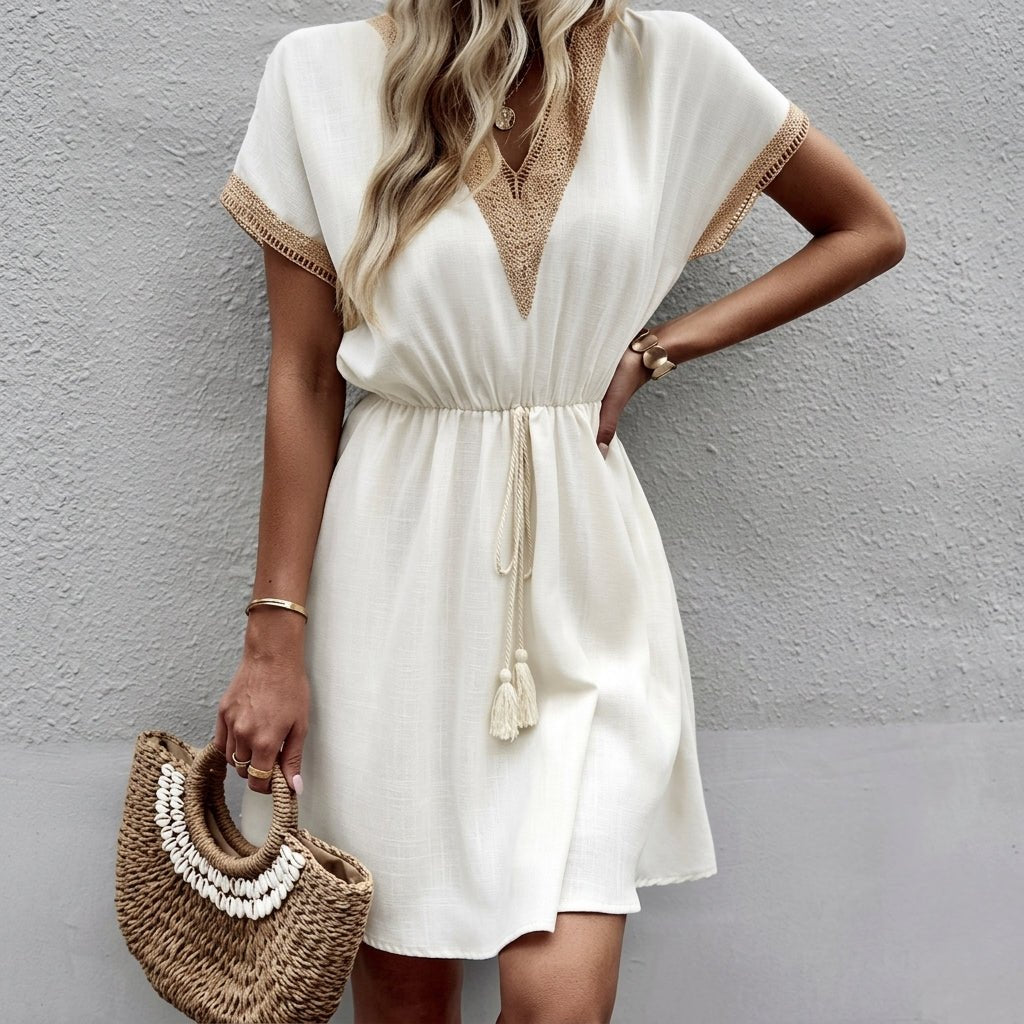 V-Neck Boho Dress for Summer with Adjustable Waist Tie (Plus Sizes Available) - We are MFEO