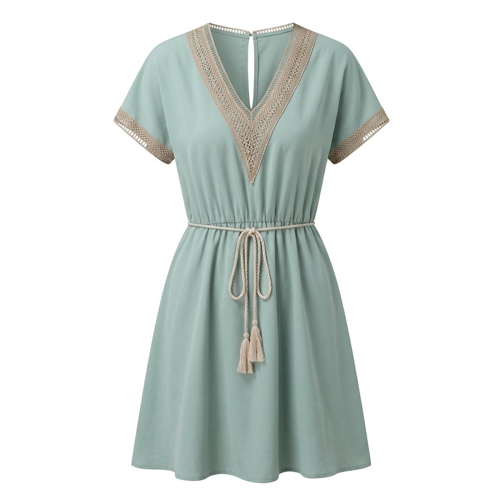 V-Neck Boho Dress for Summer with Adjustable Waist Tie (Plus Sizes Available) - We are MFEO