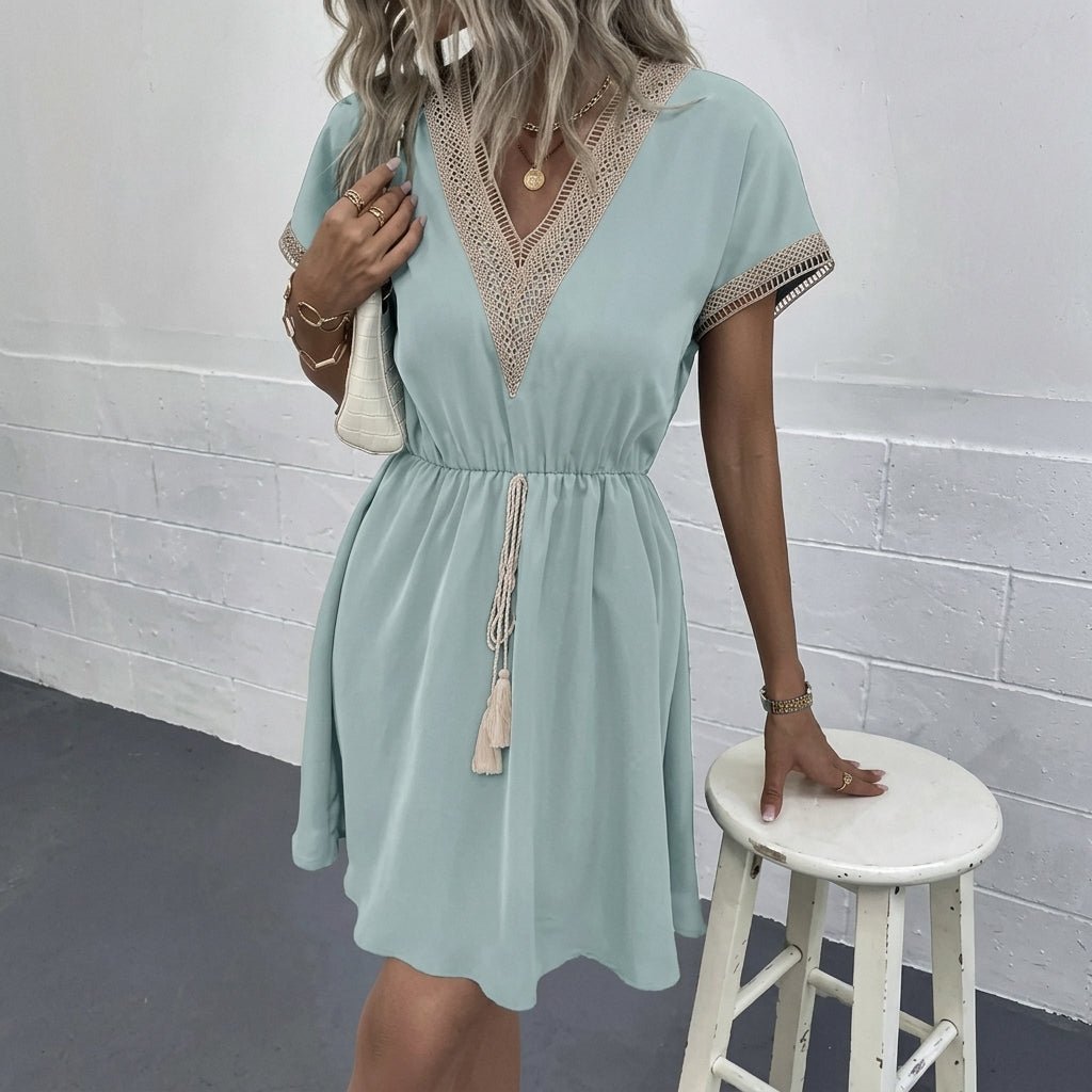 V-Neck Boho Dress for Summer with Adjustable Waist Tie (Plus Sizes Available) - We are MFEO