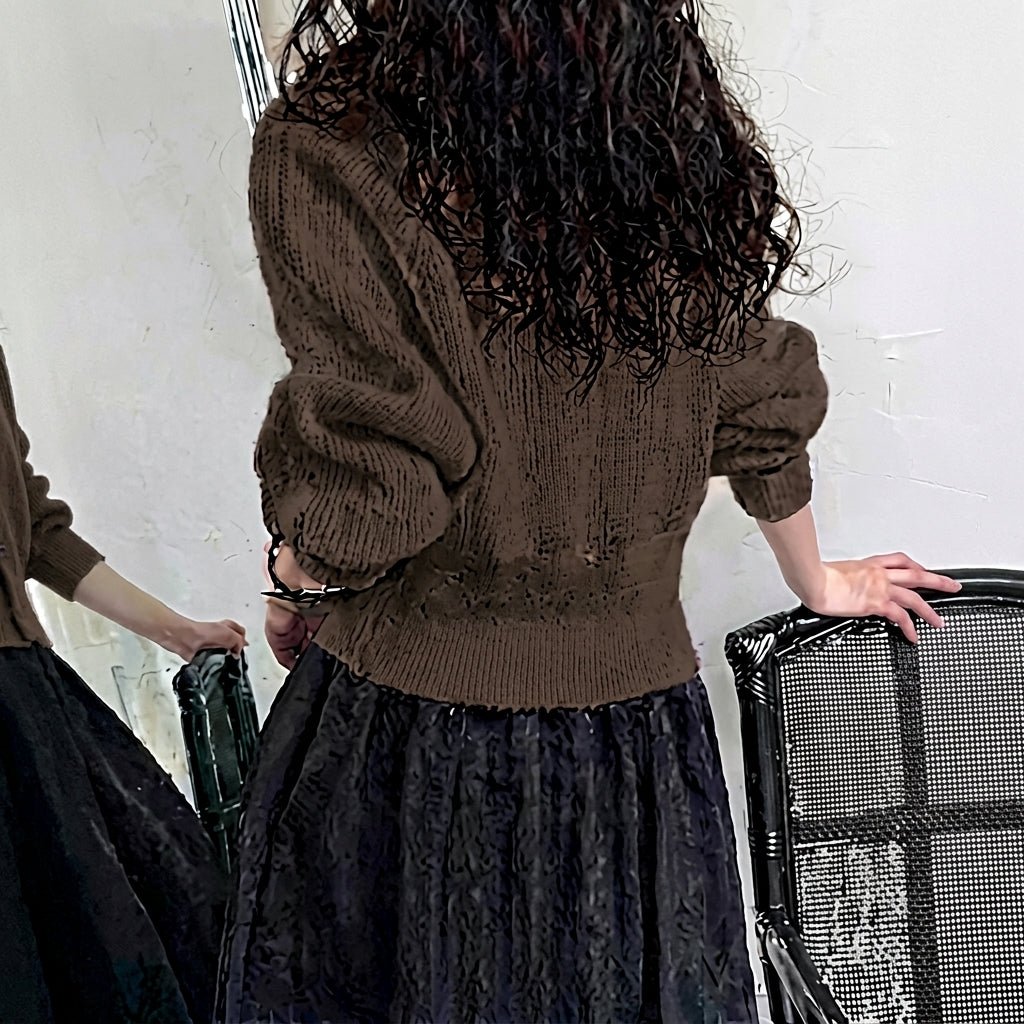 V-Neck Button Knit Sweater for Women – Cozy Patchwork Design for Colder Days - We are MFEO