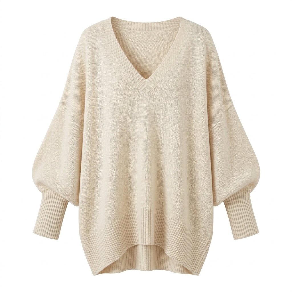 V-Neck Knit Pullover Sweater for Women – Relaxed Fit, Comfortable for Everyday Wear - We are MFEO