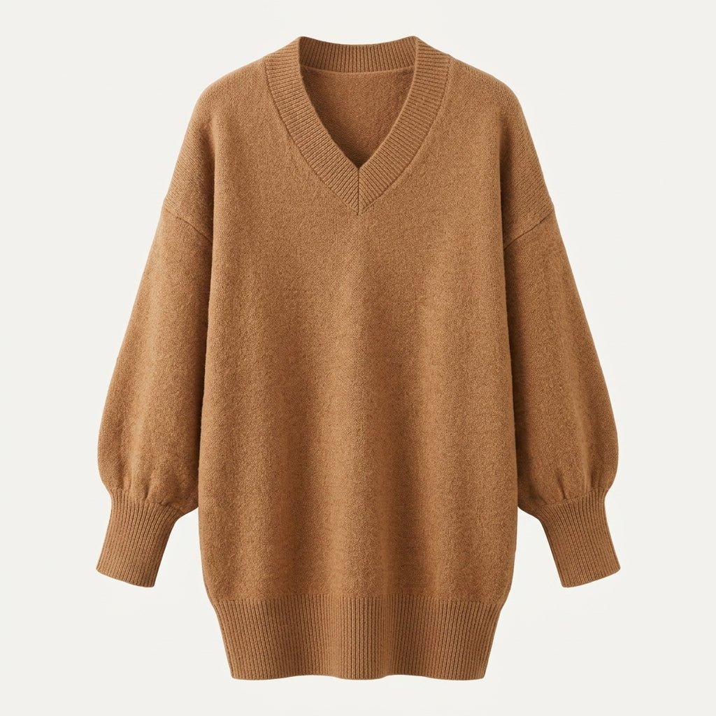V-Neck Knit Pullover Sweater for Women – Relaxed Fit, Comfortable for Everyday Wear - We are MFEO