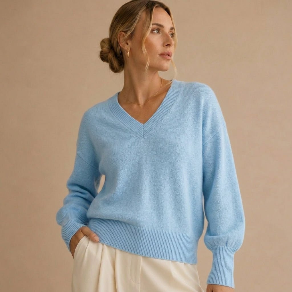 V-Neck Knit Pullover Sweater for Women – Relaxed Fit, Comfortable for Everyday Wear - We are MFEO