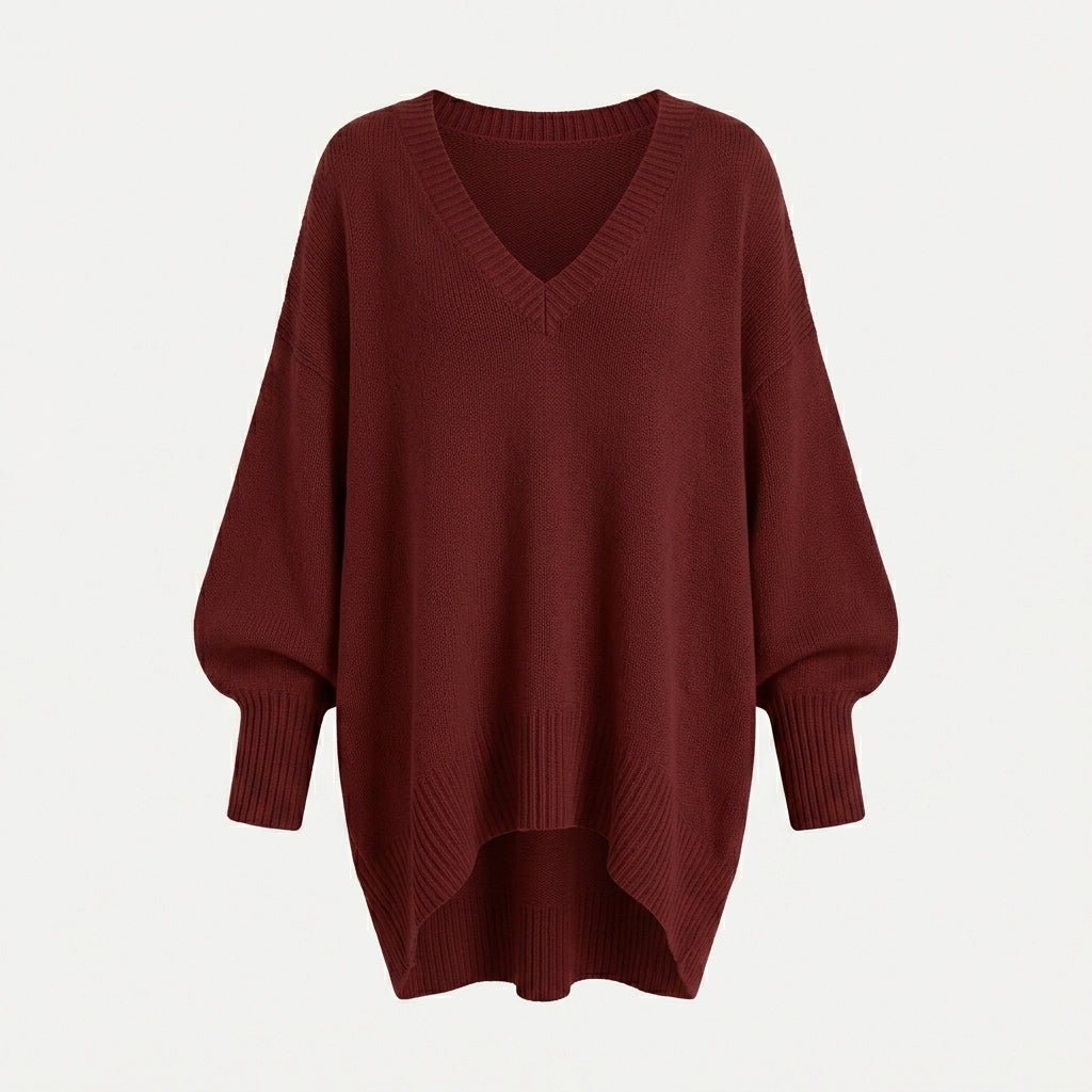 V-Neck Knit Pullover Sweater for Women – Relaxed Fit, Comfortable for Everyday Wear - We are MFEO