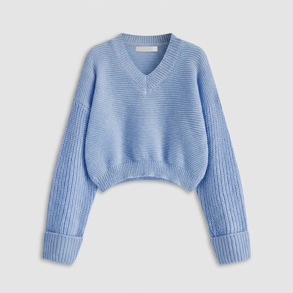 V-Neck Knit Pullover Sweater for Women – Relaxed Fit, Comfortable for Everyday Wear - We are MFEO