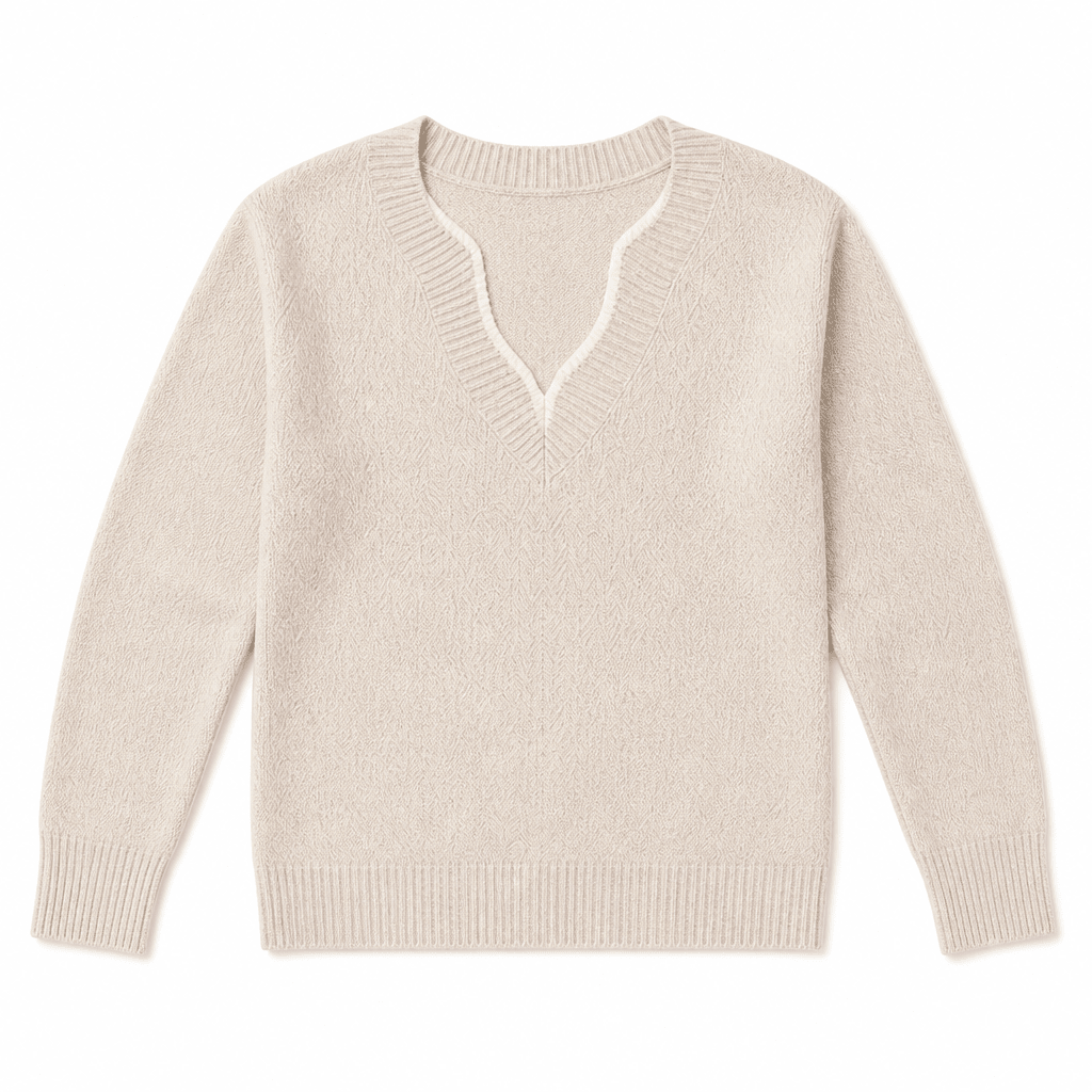V-Neck Long Sleeve Sweater for Women – Lightweight Cotton Blend, Loose Fit for Autumn and Winter - We are MFEO