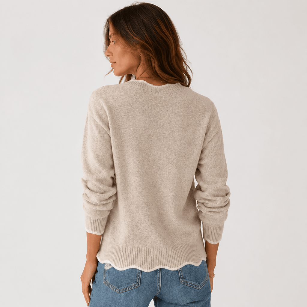 V-Neck Long Sleeve Sweater for Women – Lightweight Cotton Blend, Loose Fit for Autumn and Winter - We are MFEO