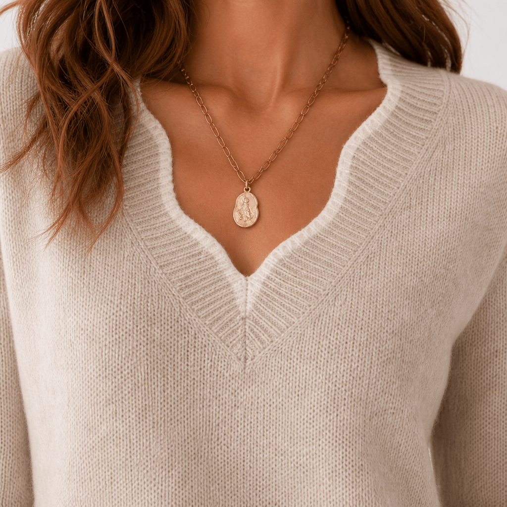 V-Neck Long Sleeve Sweater for Women – Lightweight Cotton Blend, Loose Fit for Autumn and Winter - We are MFEO