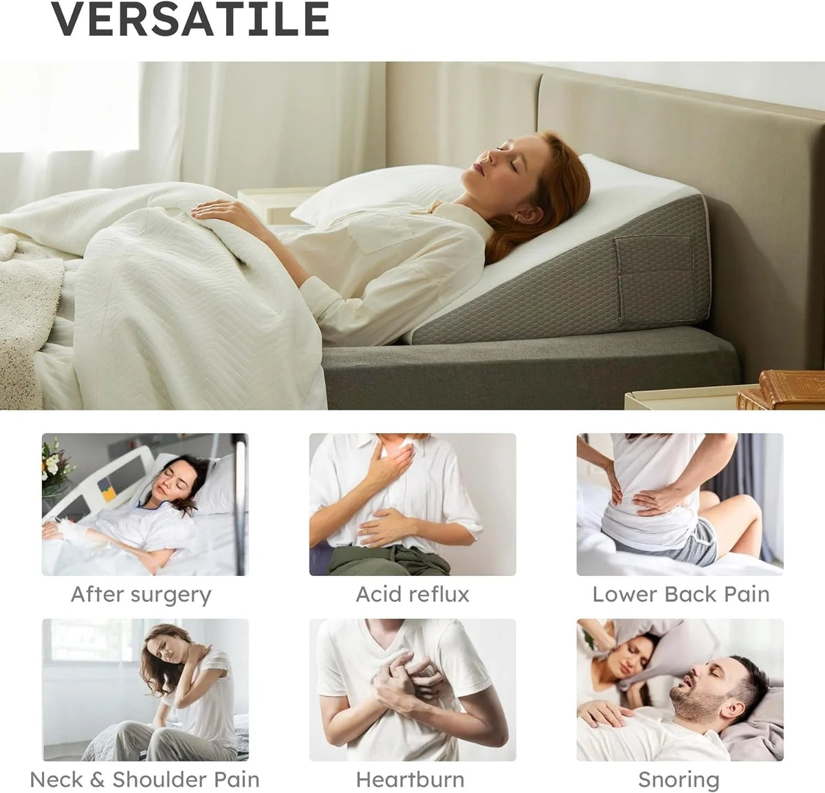 Wedge Pillow with Gel Memory Foam – Bed Wedge Cushion for Sleeping and Relaxation - We are MFEO