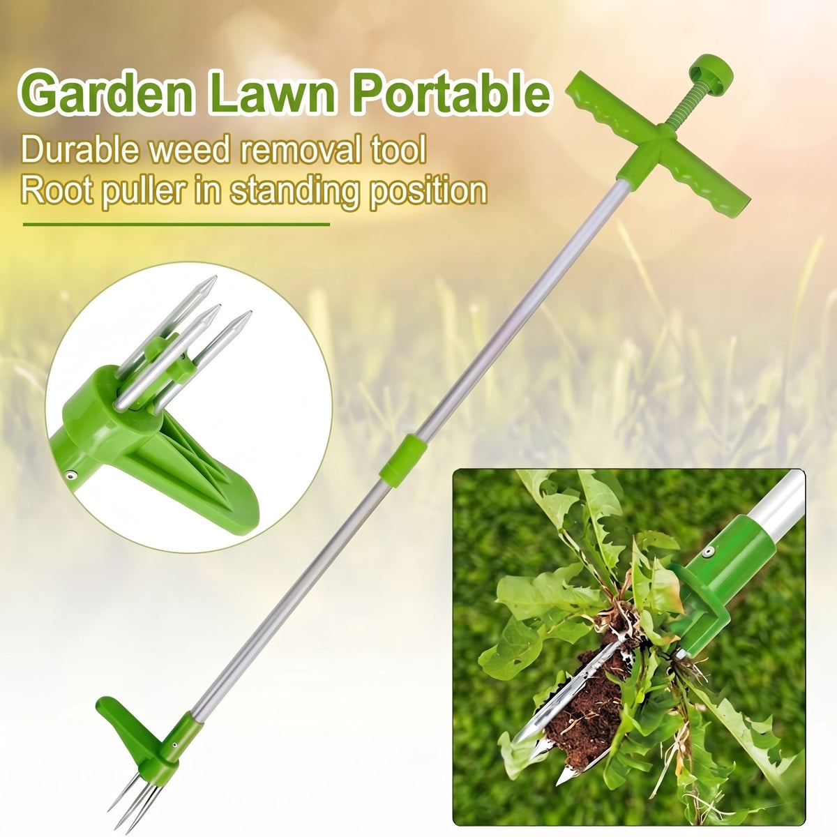 Weed Puller Tool with Long Handle – Three-Prong Stainless Steel Weeder for Garden Use - We are MFEO