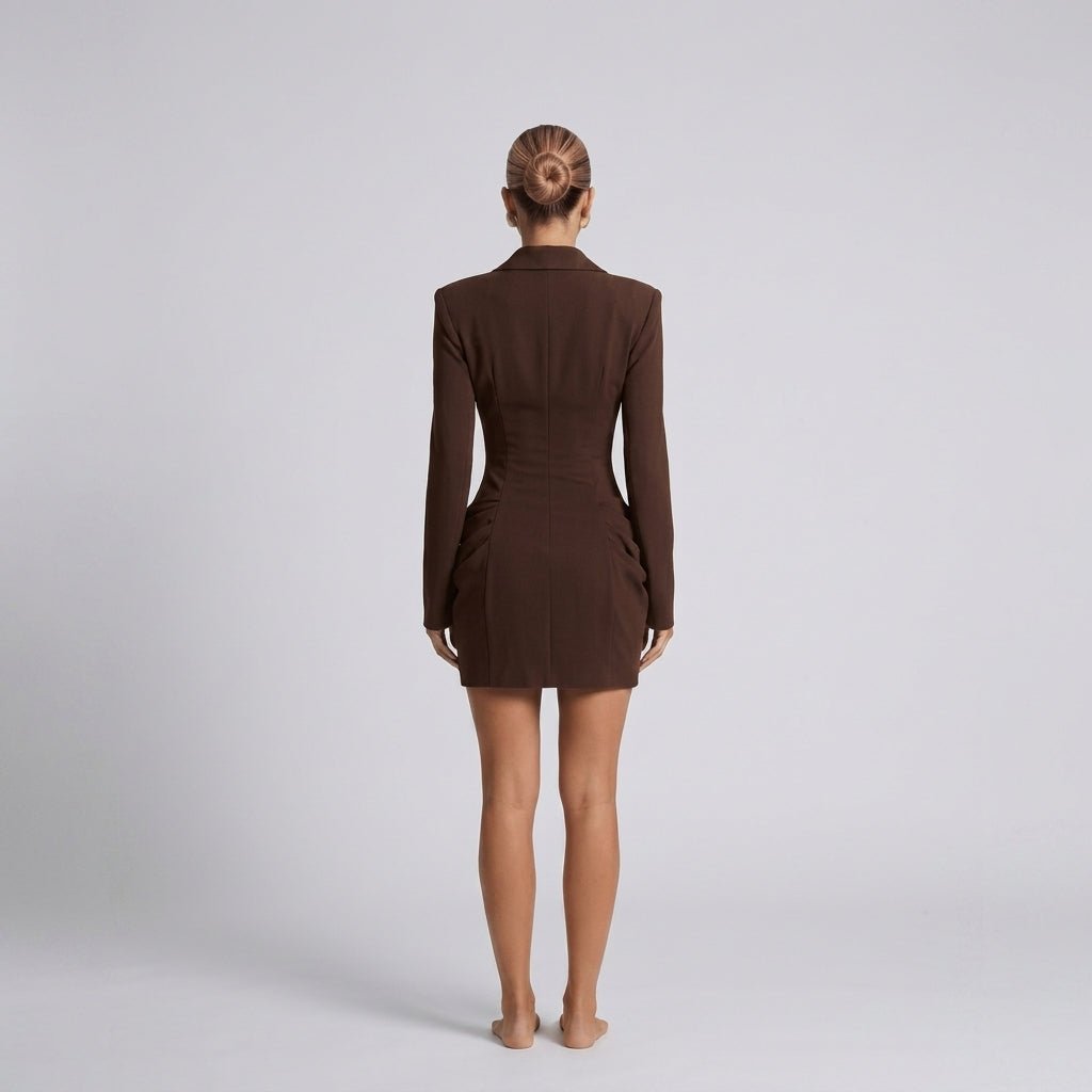 White Blazer Mini Dress – Tailored Fit with Draped Waist for Cocktail Parties - We are MFEO
