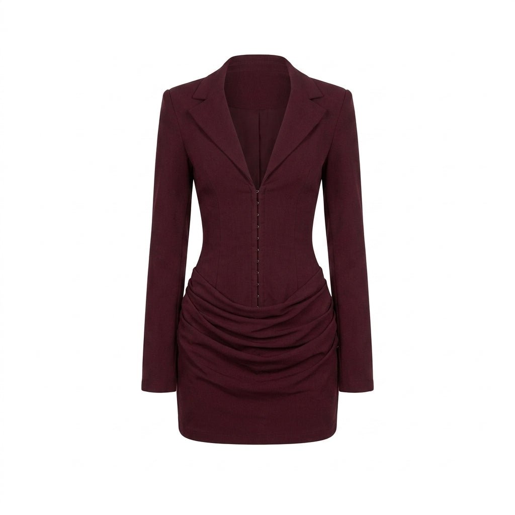 White Blazer Mini Dress – Tailored Fit with Draped Waist for Cocktail Parties - We are MFEO