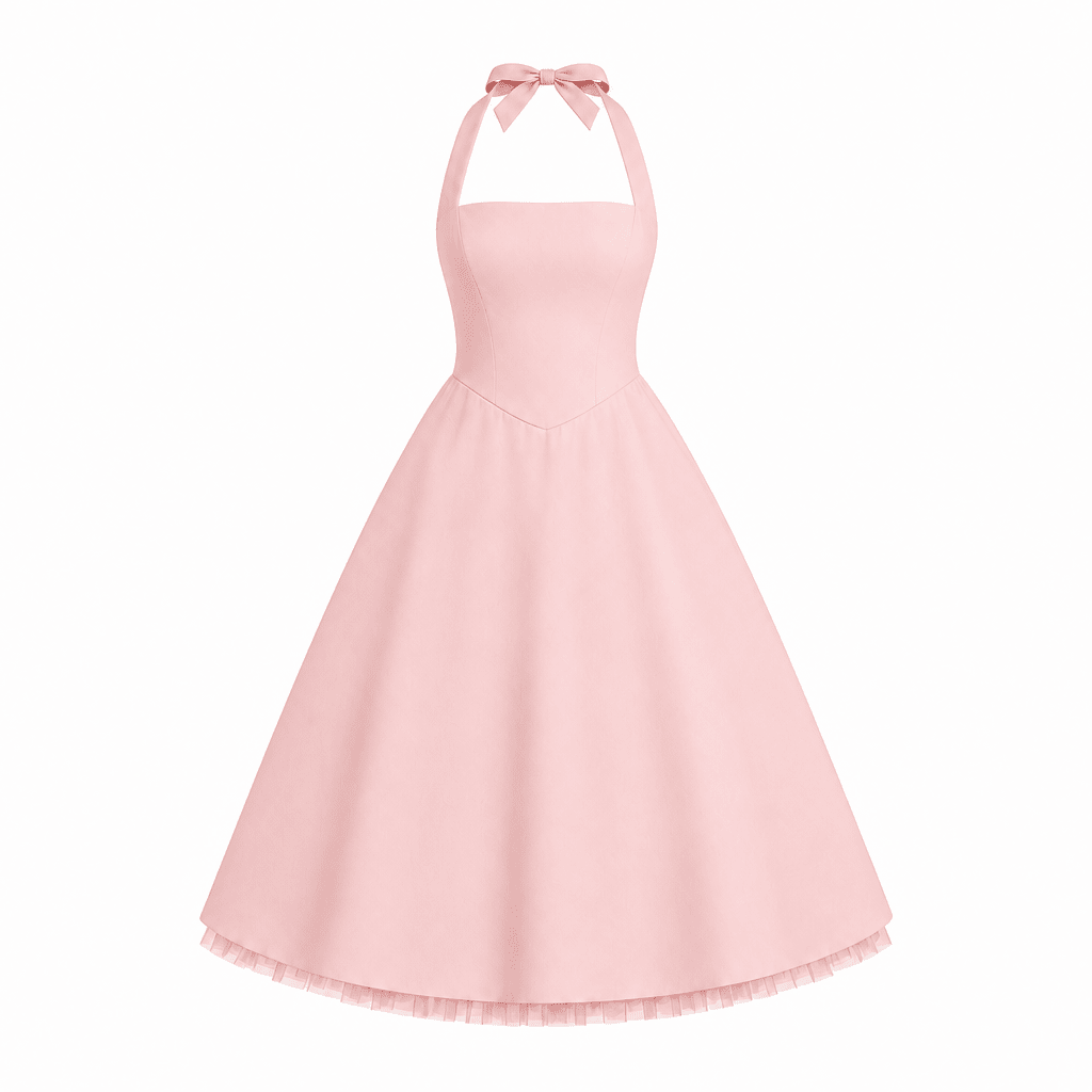 White Midi Dress – Halter Neckline, Structured Bodice for Summer Formal Events - We are MFEO