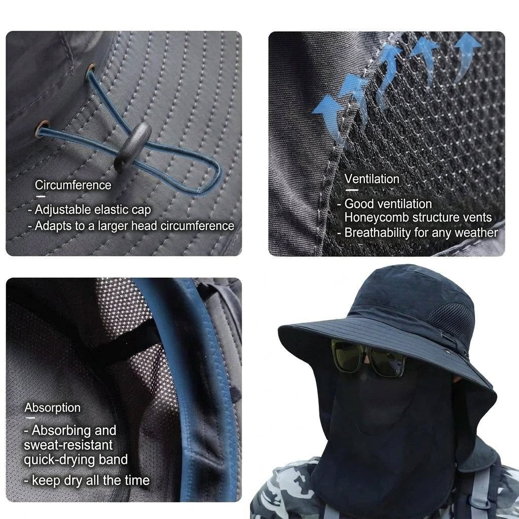 Wide Brim Fishing Hat with String – UV Protection and Breathable Mesh for Outdoor Use - We are MFEO