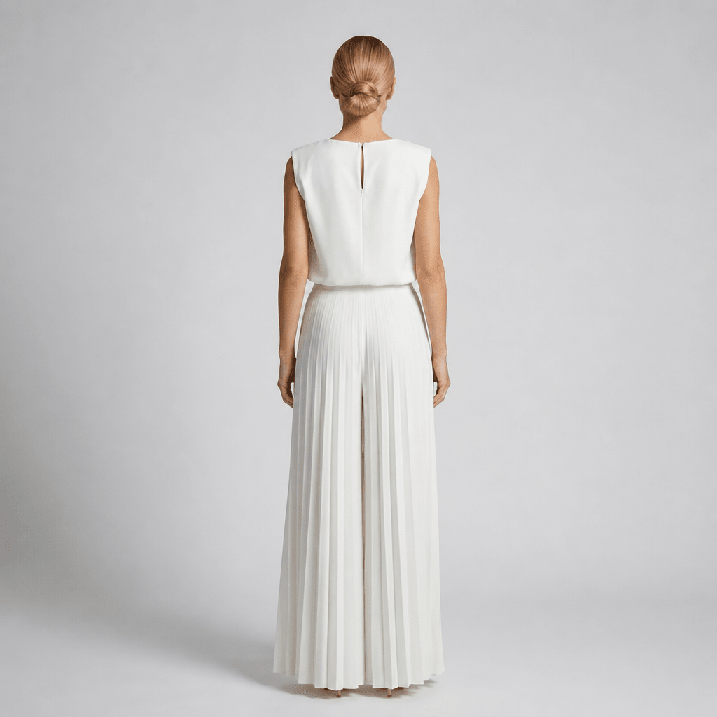 Wide-Leg Jumpsuit with Pleats – Structured Shoulders - We are MFEO
