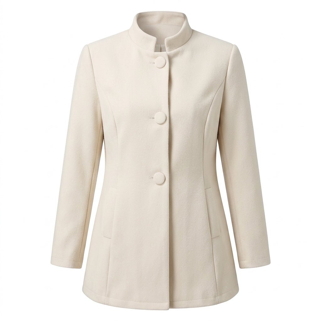 Women's A-Line Winter Coat with Button Front – Stand Collar, Mid-Length for Cold Weather - We are MFEO