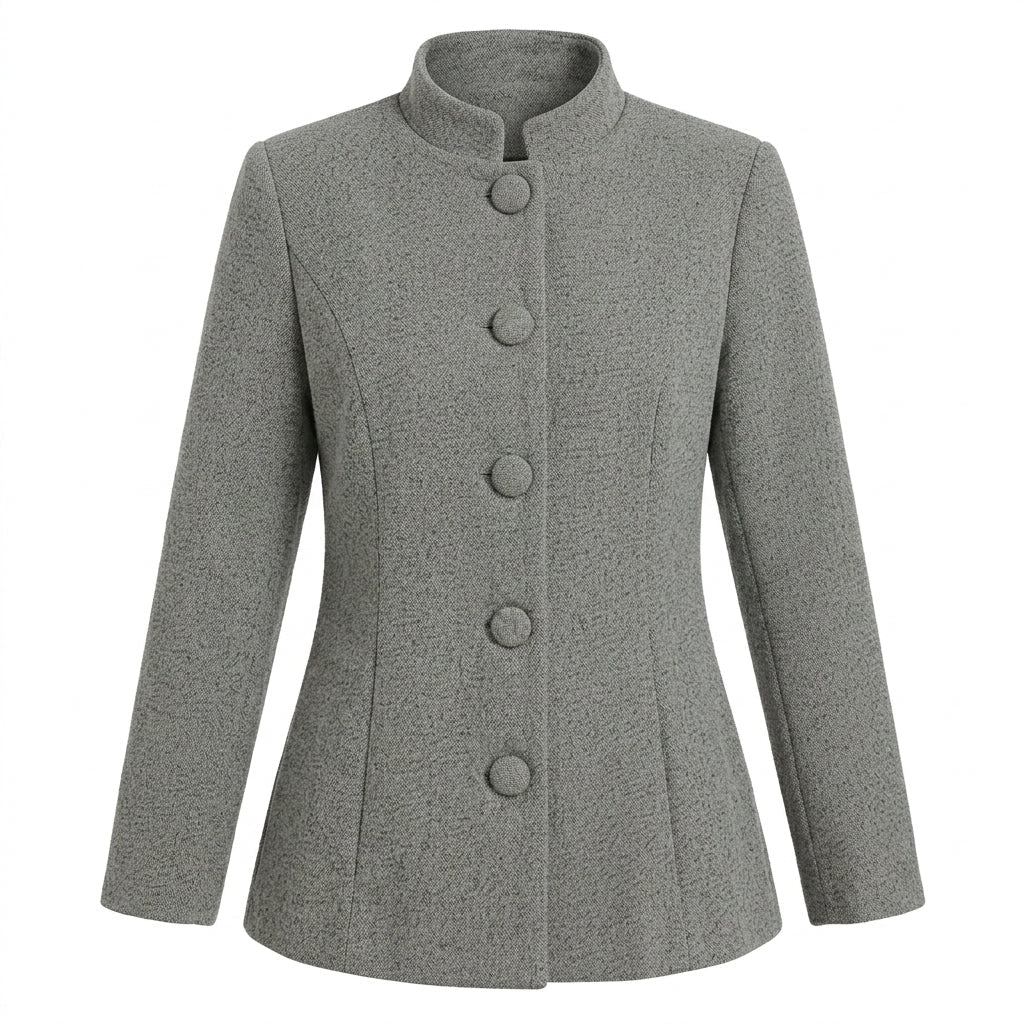 Women's A-Line Winter Coat with Button Front – Stand Collar, Mid-Length for Cold Weather - We are MFEO