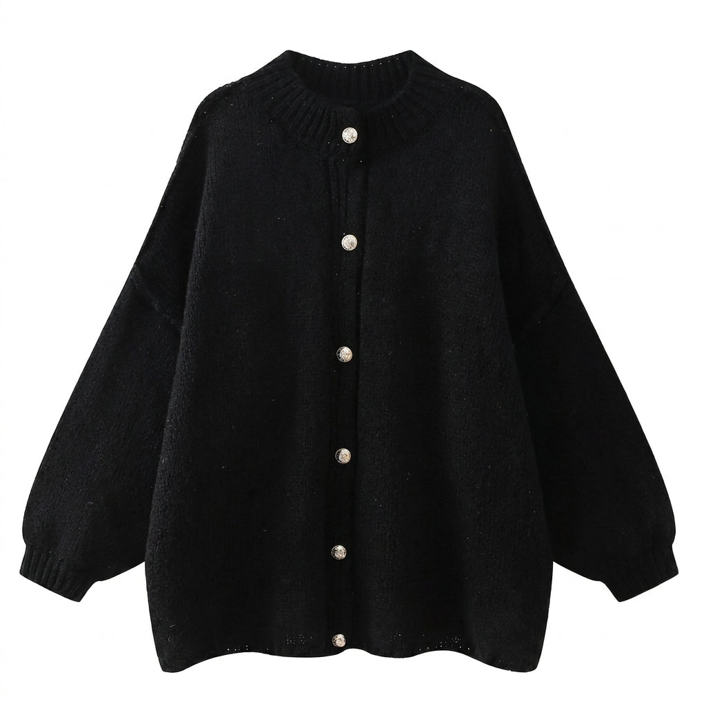 Women's Bat Sleeve Cardigan – Button Front with Ribbed Neckline and Cuffs - We are MFEO