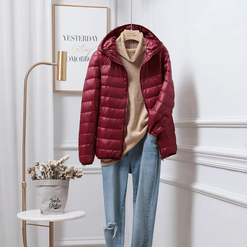 Women's Black Hooded Puffer Jacket – Quilted Design - We are MFEO