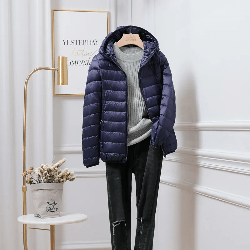 Women's Black Hooded Puffer Jacket – Quilted Design - We are MFEO