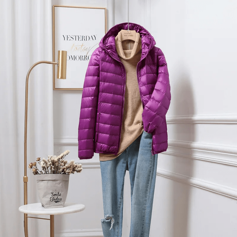 Women's Black Hooded Puffer Jacket – Quilted Design - We are MFEO