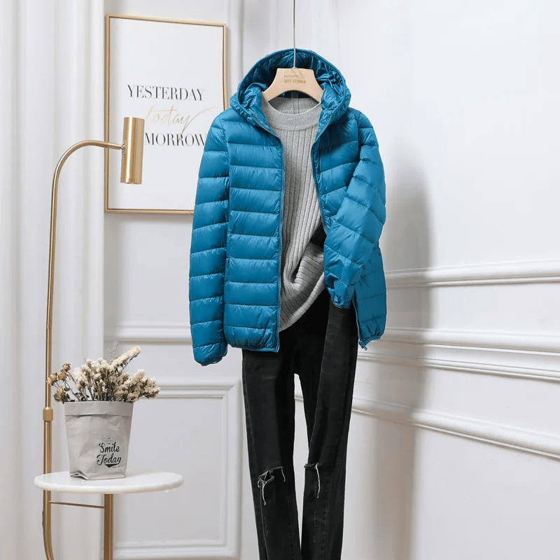 Women's Black Hooded Puffer Jacket – Quilted Design - We are MFEO