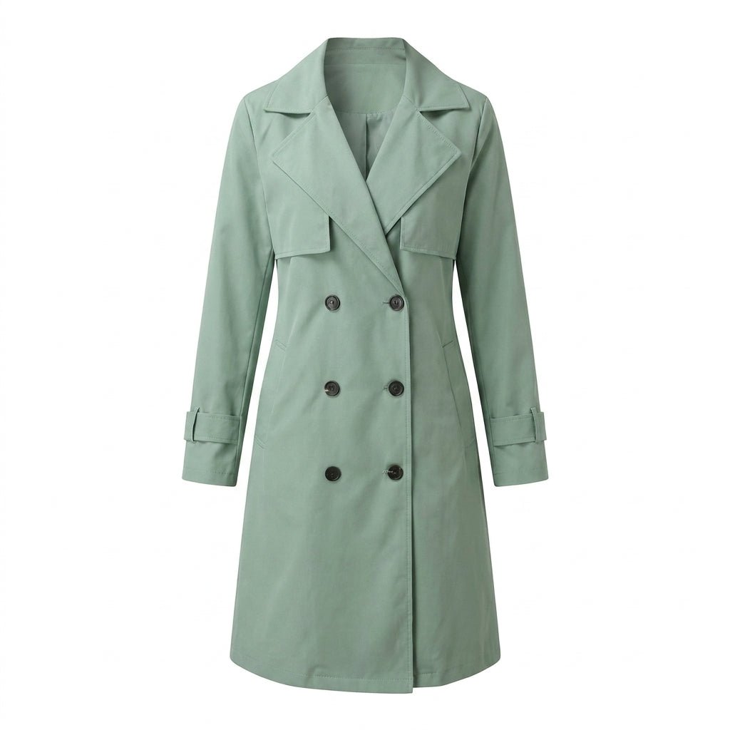 Women's Black Trench Coat – Double-Breasted with Self-Tie Belt - We are MFEO