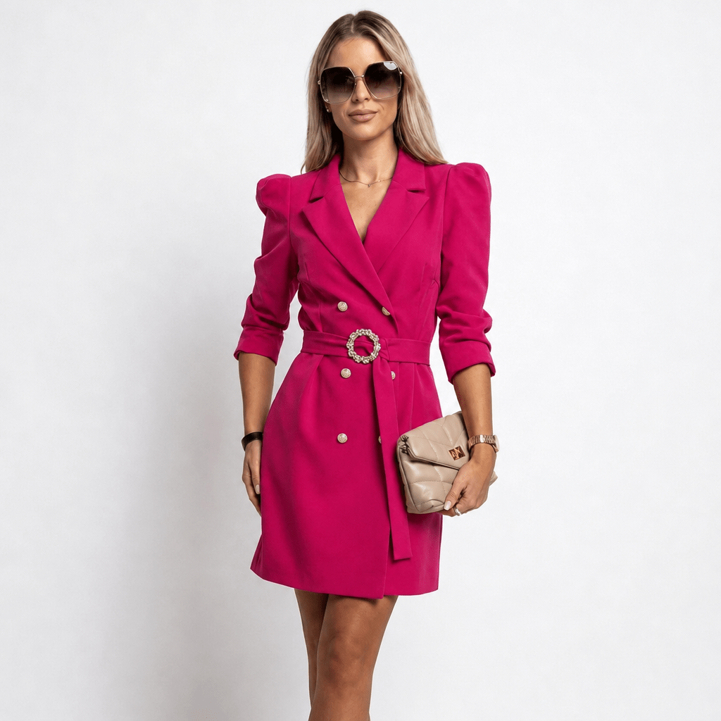 Women's Blazer Dress – Tailored Mini Wrap with Long Sleeves - We are MFEO