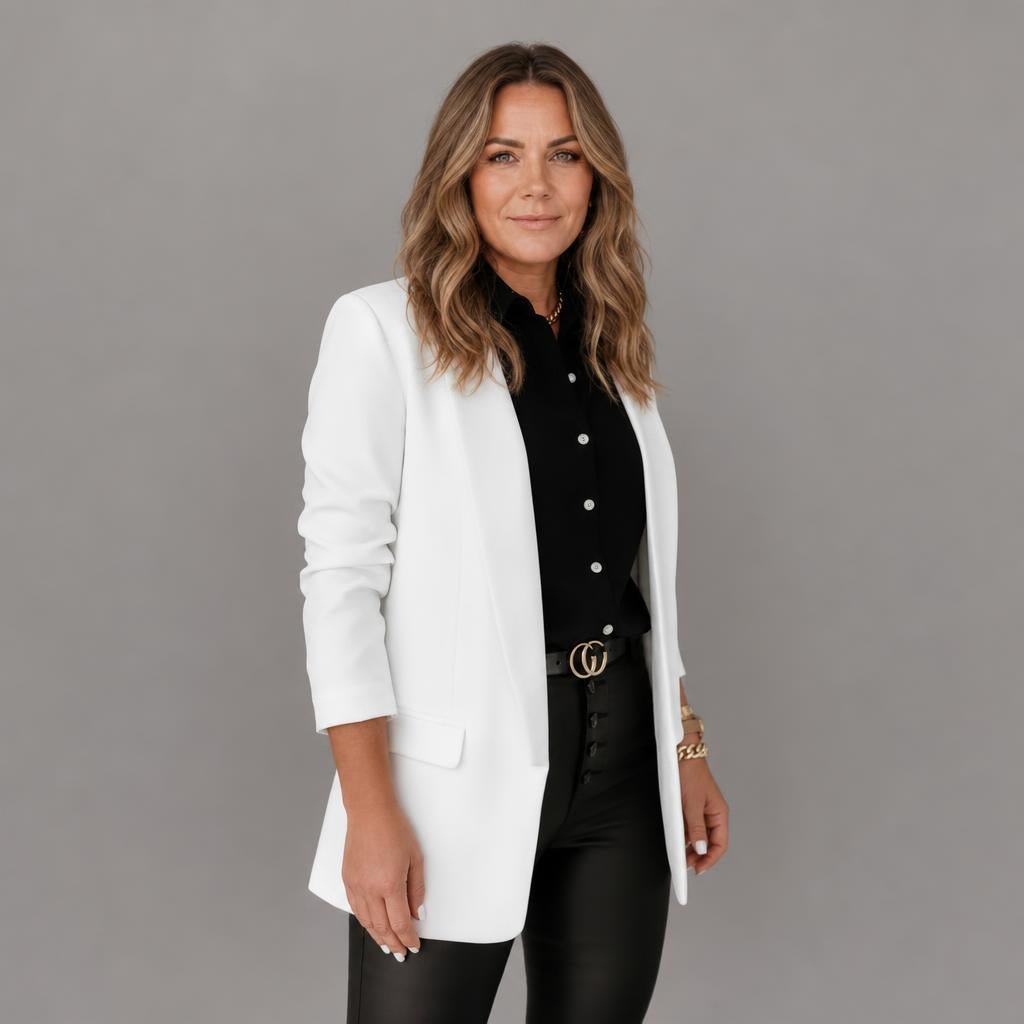 Womens Blazer with Shawl Lapel – Longline Open Front Design - We are MFEO