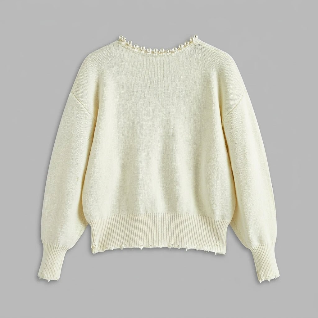 Women's Cardigan with Pearl Trim – Regular Fit Knit Cardigan for Everyday Style - We are MFEO