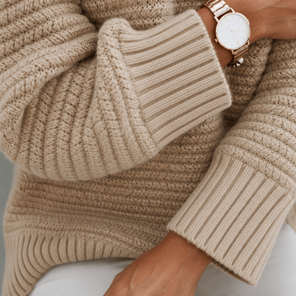 Women's Chunky Knit Jumper – Oversized Mock Neck for Winter - We are MFEO