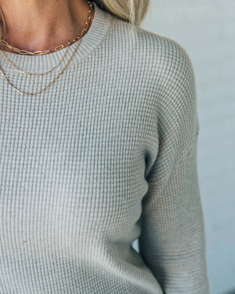 Women's Chunky Knit Jumper – Relaxed Fit Sweater with Waffle Texture - We are MFEO