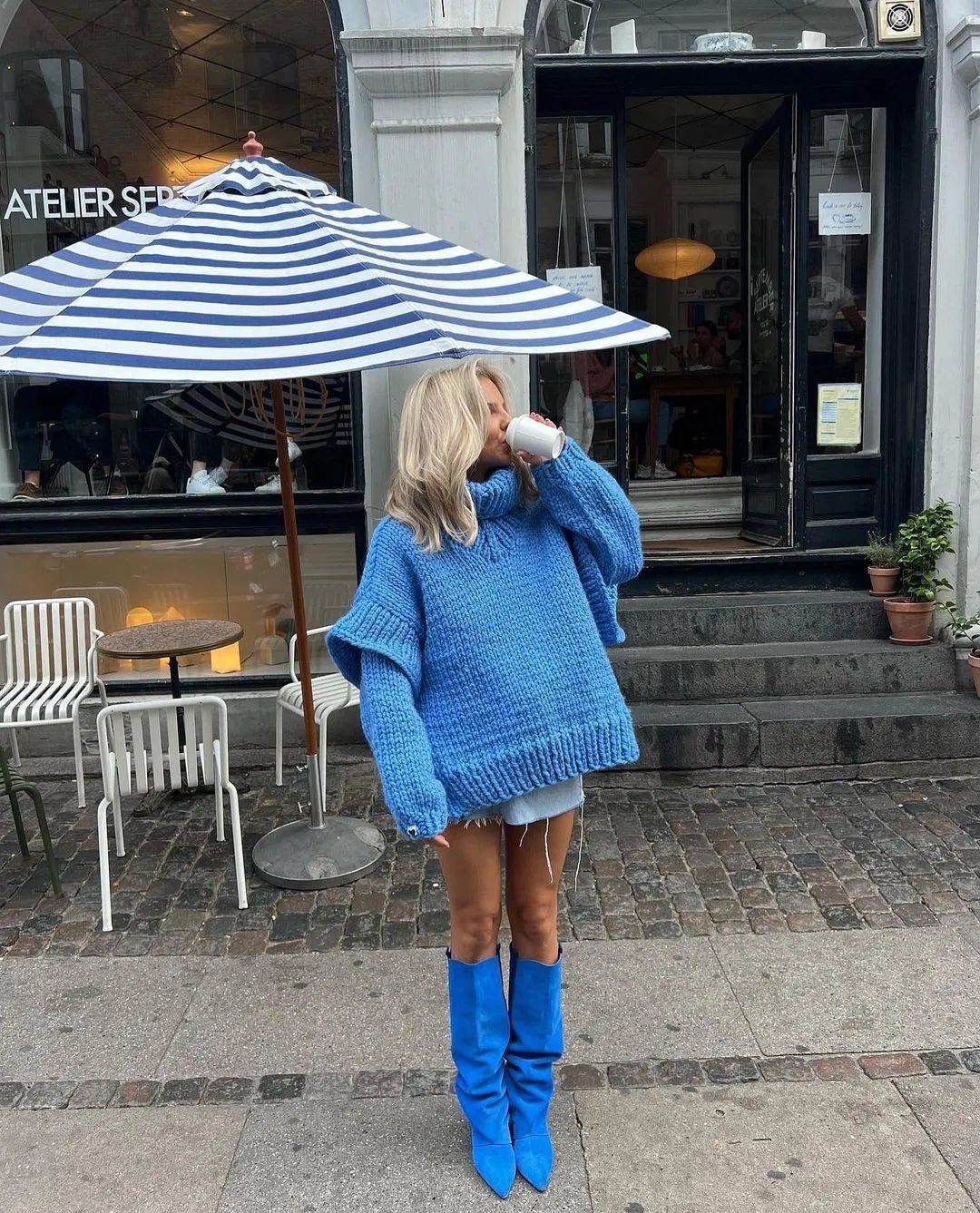 Women's Chunky Knit Sweater Dress with Turtleneck – Mini Length - We are MFEO