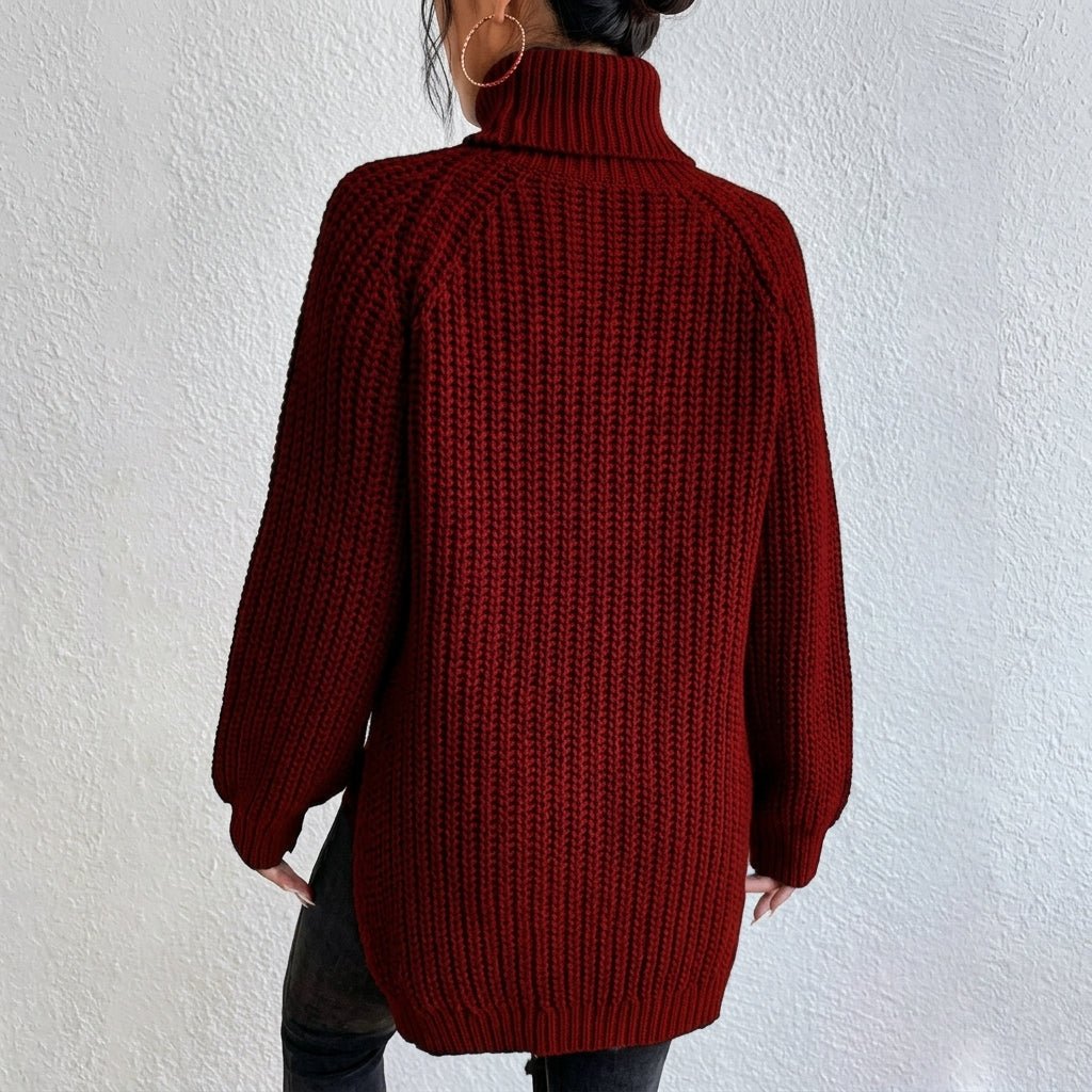Women's Chunky Knit Turtleneck Jumper – Relaxed Fit, Ribbed Cuffs for Winter Style - We are MFEO