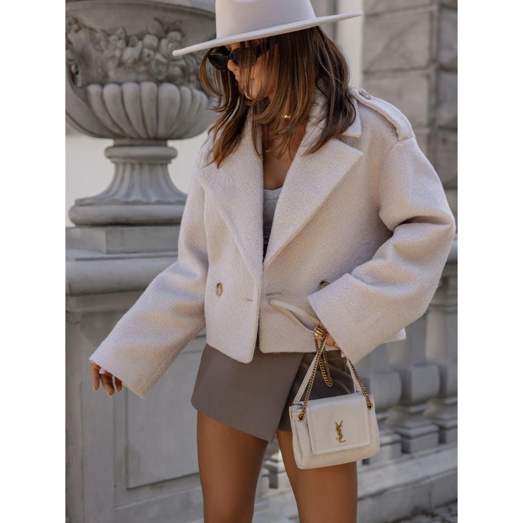 Women's Cropped Blazer – Double Breasted with Wide Lapel - We are MFEO