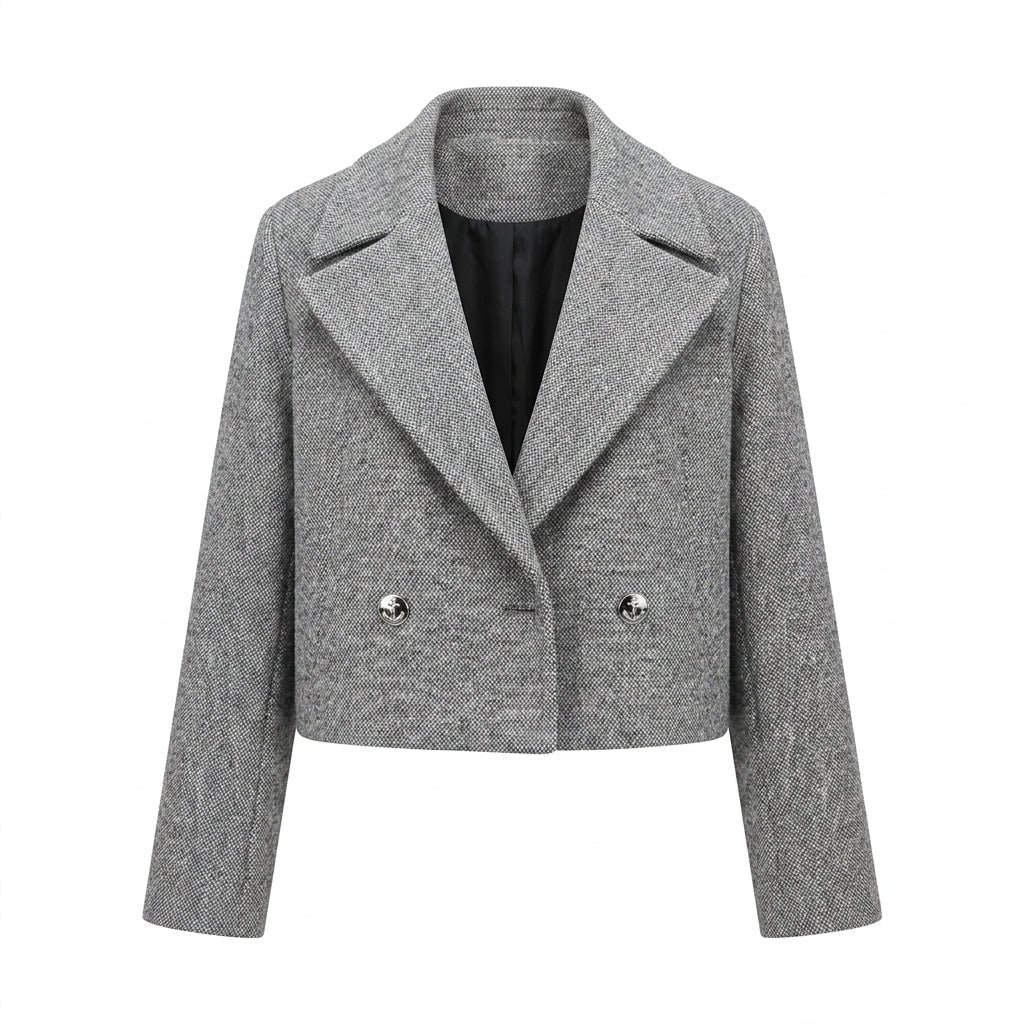 Women's Cropped Blazer – Double Breasted with Wide Lapel - We are MFEO