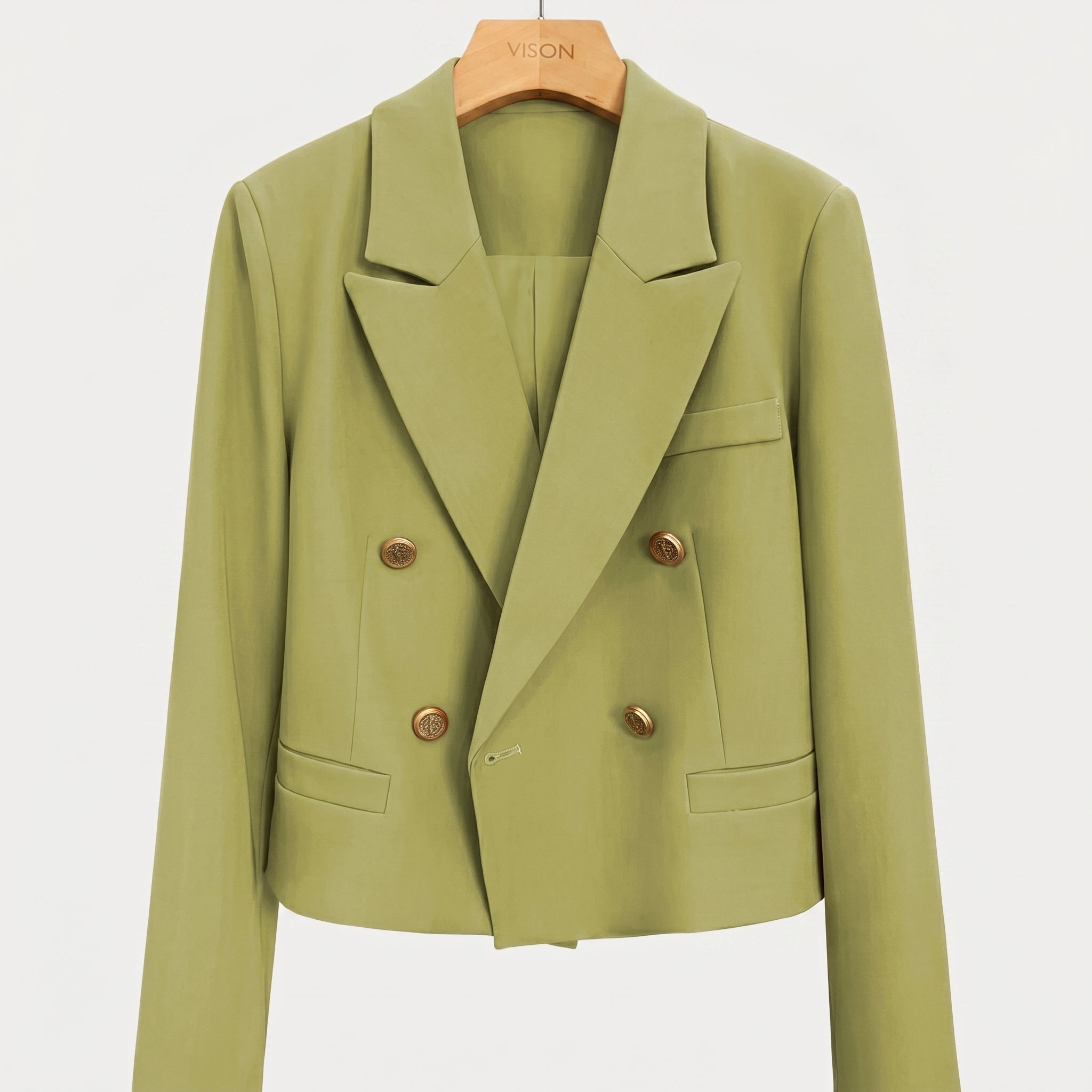 Women's Cropped Blazer with Peak Lapels – Double-Breasted - We are MFEO