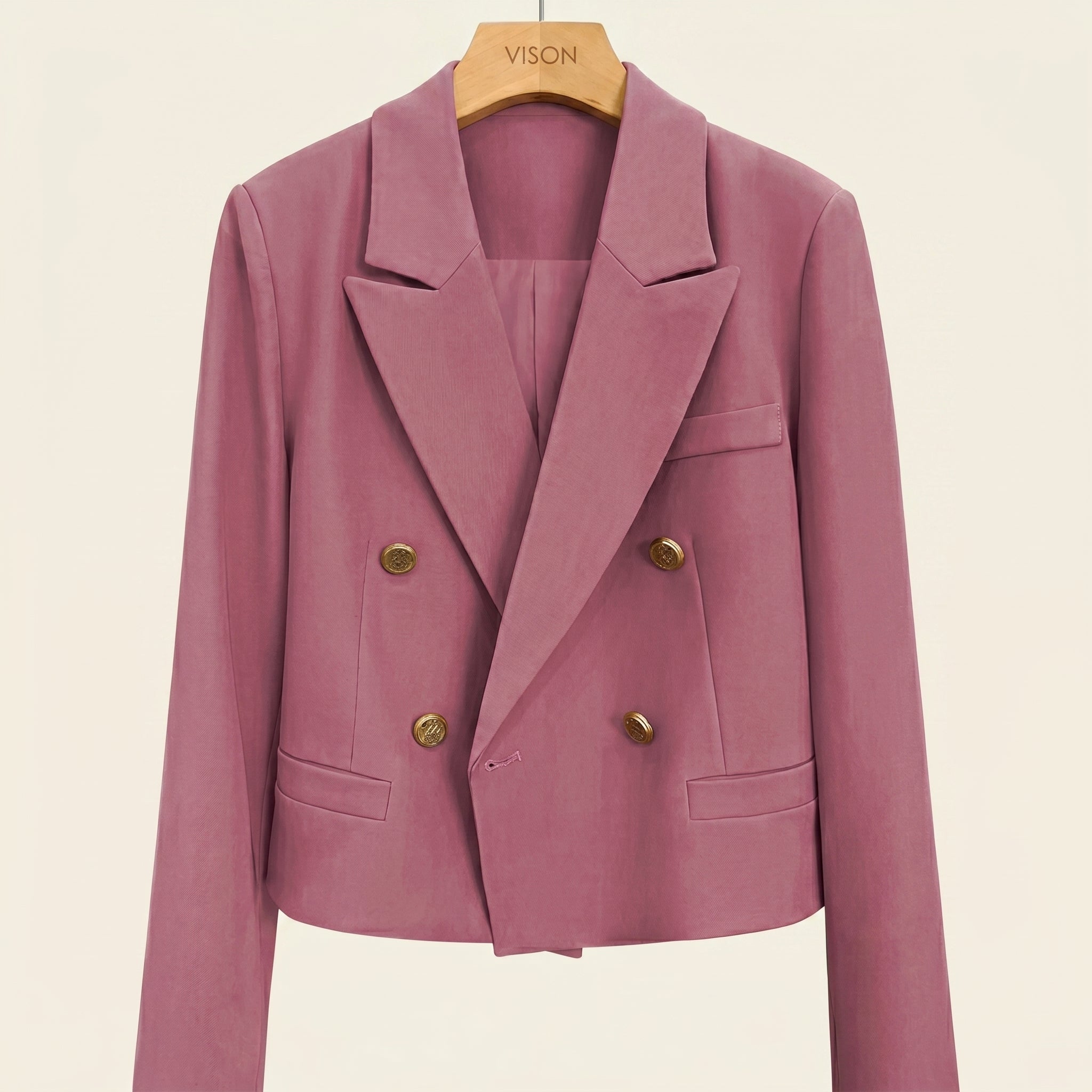 Women's Cropped Blazer with Peak Lapels – Double-Breasted - We are MFEO