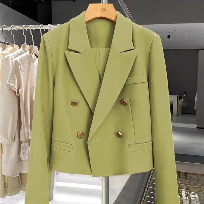 Women's Cropped Blazer with Peak Lapels – Double-Breasted - We are MFEO