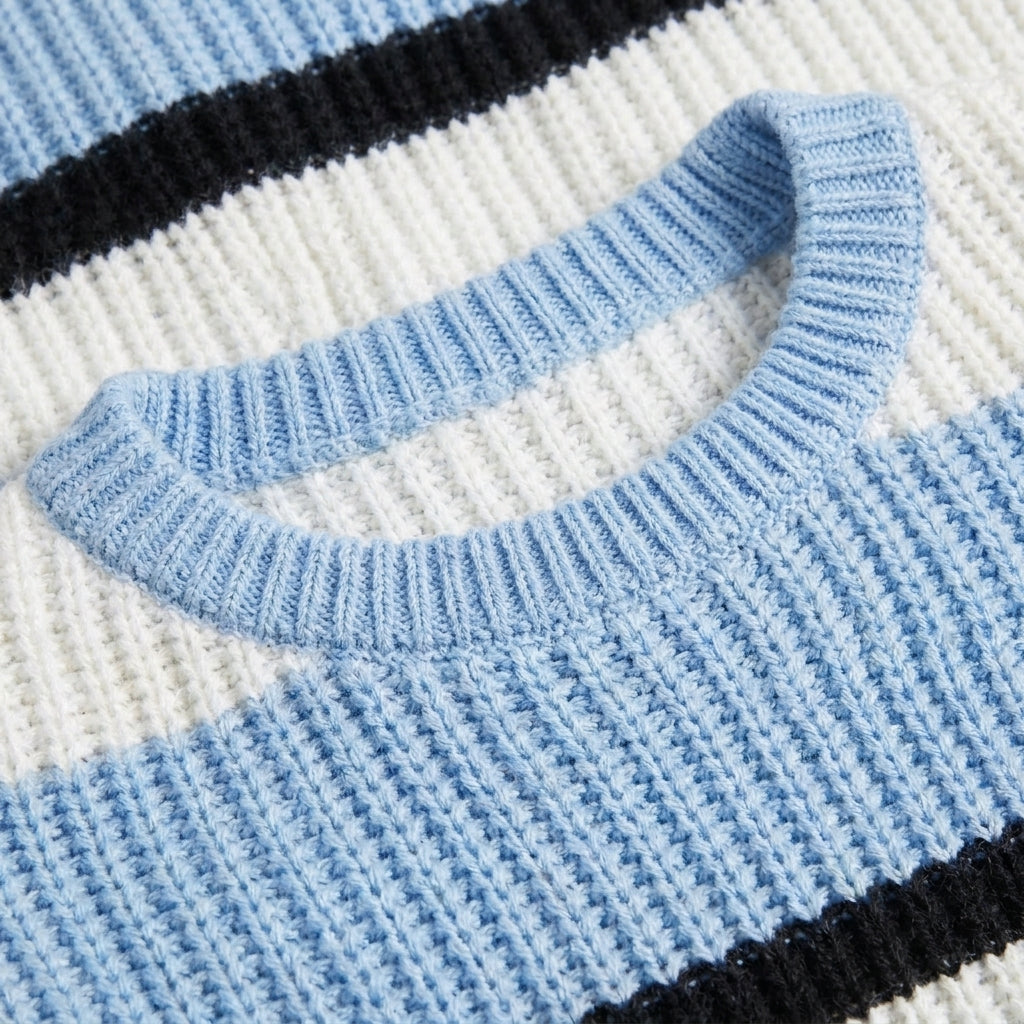 Women's Cropped Jumper – Striped Colour-Block Knit