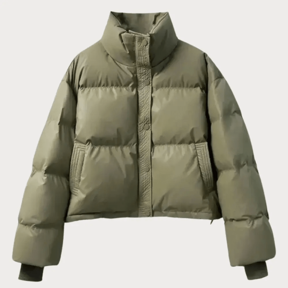 Women's Cropped Puffer Jacket – Quilted Design with Stand Collar - We are MFEO