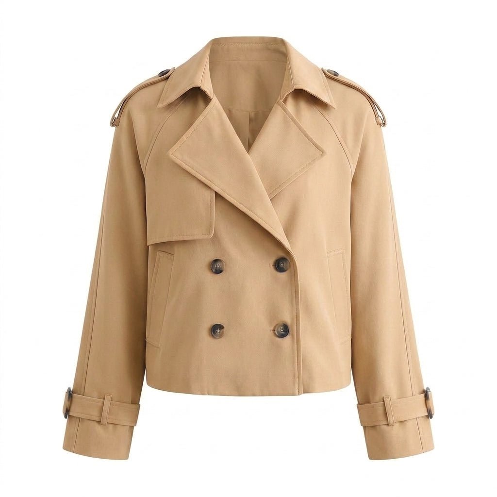 Women's Cropped Trench Coat – Double-Breasted Design - We are MFEO