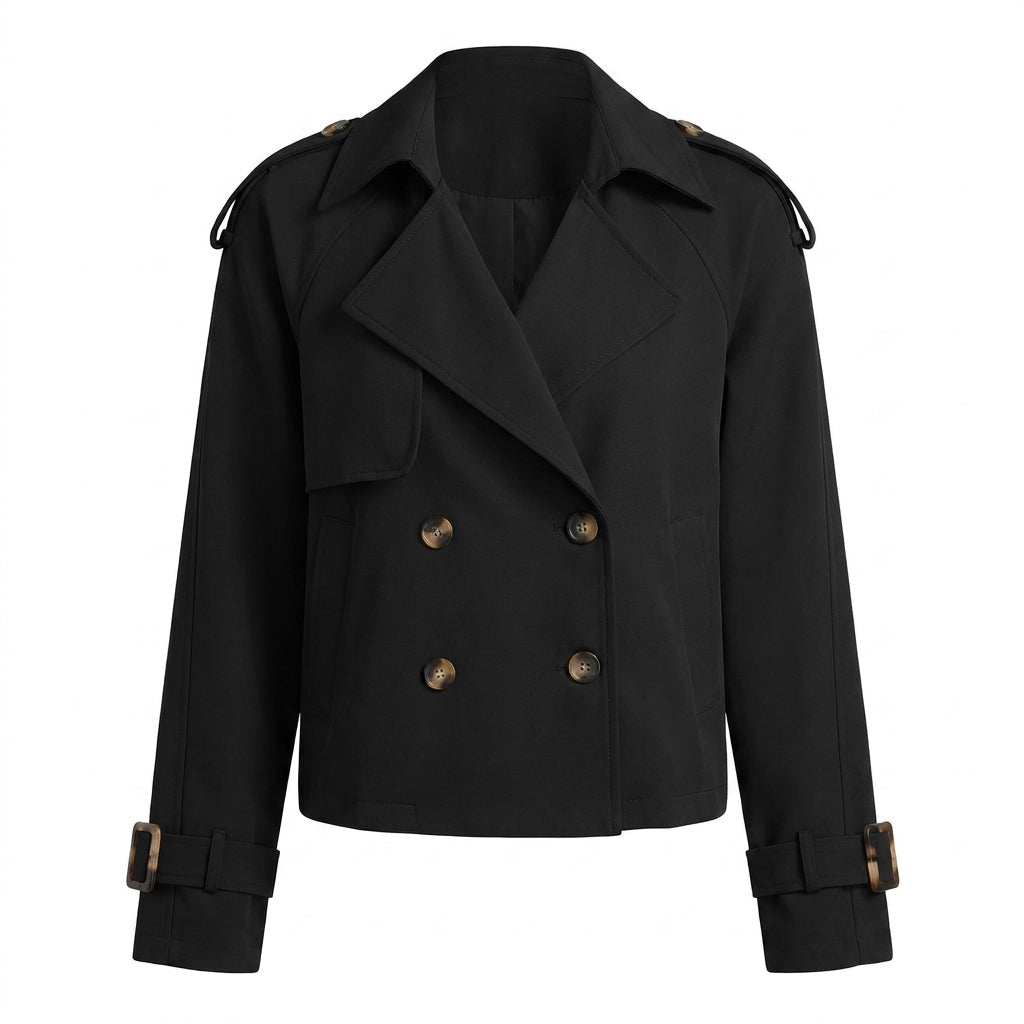 Women's Cropped Trench Coat – Double-Breasted Design - We are MFEO