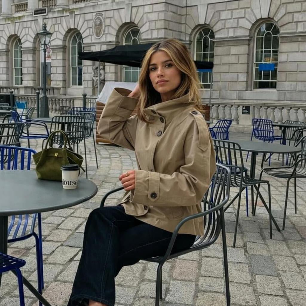 Women's Cropped Trench Coat – Double-Breasted with Belt - We are MFEO