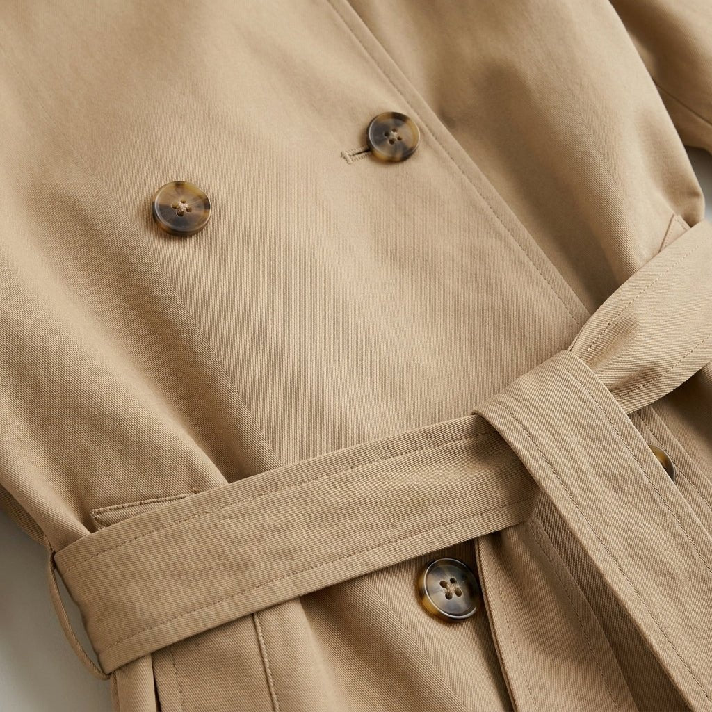 Women's Cropped Trench Coat – Double-Breasted with Belt - We are MFEO
