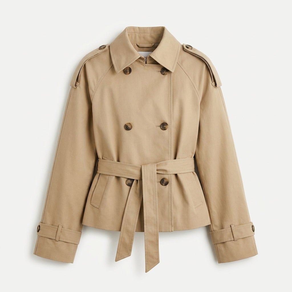 Women's Cropped Trench Coat – Double-Breasted with Belt - We are MFEO