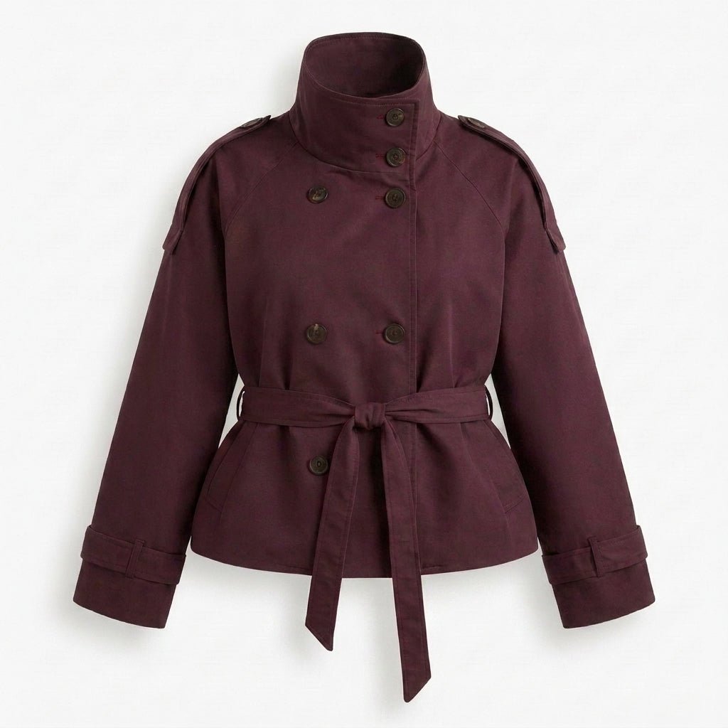 Women's Cropped Trench Coat – Double-Breasted with Belt - We are MFEO
