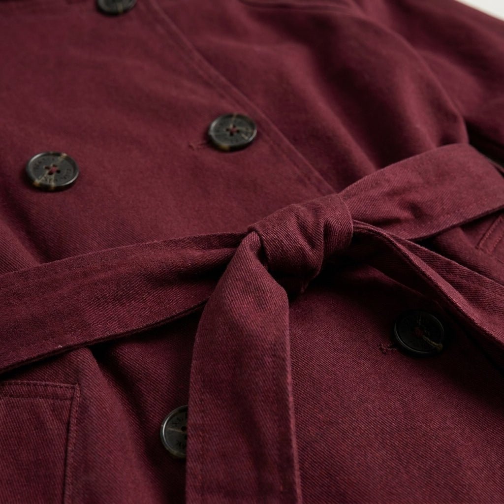 Women's Cropped Trench Coat – Double-Breasted with Belted Waist - We are MFEO